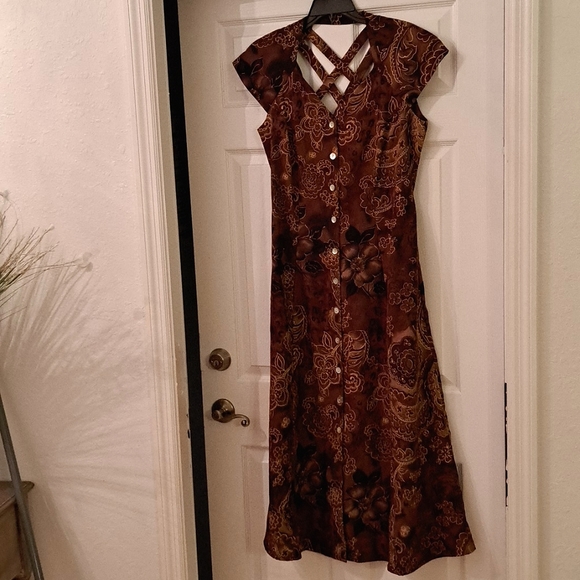 J.B.S LTD Vintage floral dress Womens Vintage 10 Brown Maxi - Picture 2 of 11